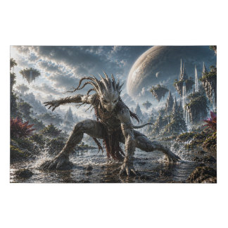Epic Cosmic Guardian in a Fantasy World Faux Canvas Print