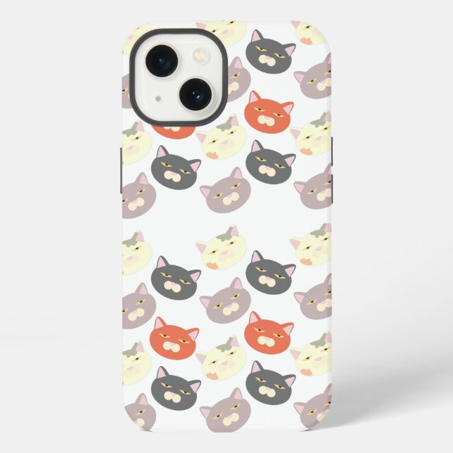 Epic Cute Cat Heads Cartoon Fun Pattern Iphone Case (Back)