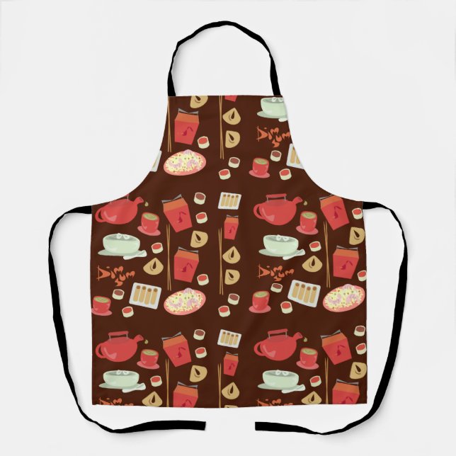Epic Cute Dim Sum Fun Food Happy Pattern Apron (Front)