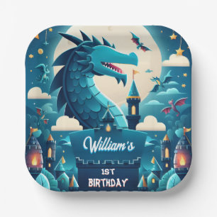 Epic Cute Kids Hero Boys Girls Dragon 1st Birthday Paper Plates