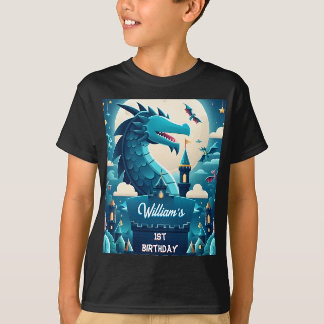 Epic Cute Kids Hero Boys Girls Dragon 1st Birthday T-Shirt (Front)