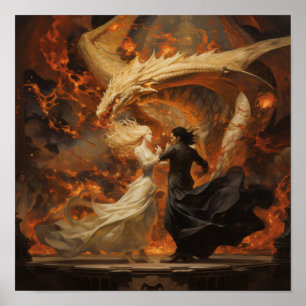 Epic Dance of Dragons Poster - Stunning Fantasy Ar