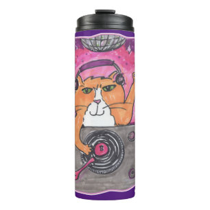 Epic Dj Cat Marker Art Illustration Cartoon Thermal Tumbler