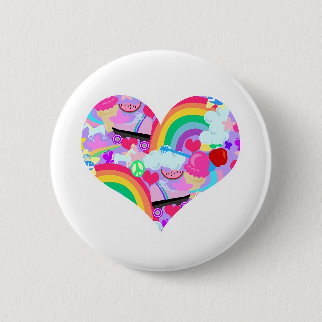 Epic Eighties Explosion Heart Button (Front)