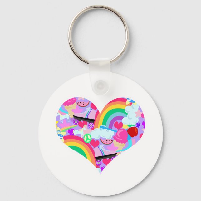 Epic Eighties Explosion Heart Keychain (Front)