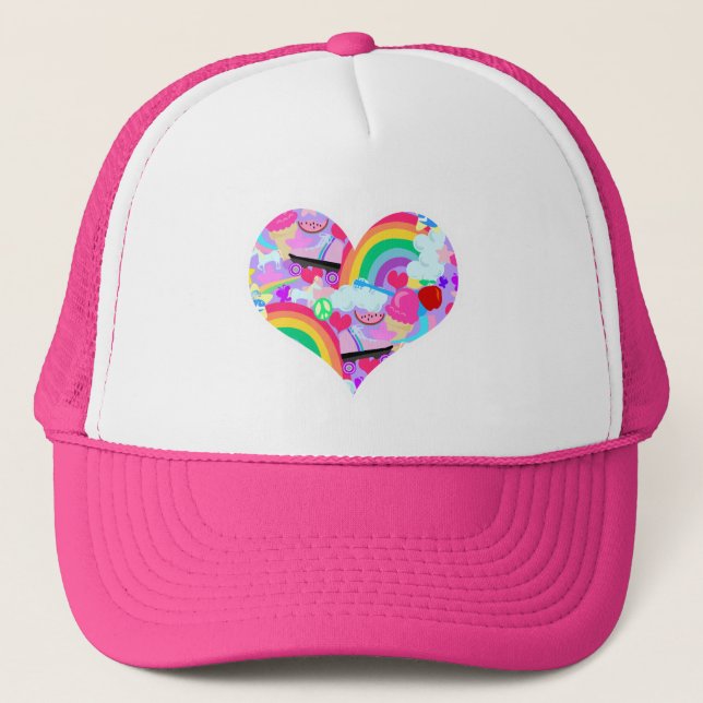 Epic Eighties Explosion Heart Trucker Hat (Front)