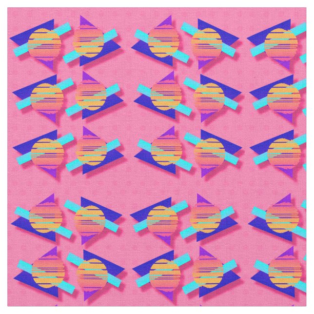 Epic Eighties Memphis Neon Triangle Patterns Fabric (Close Up)