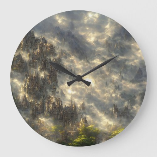 Epic eldin ring movie landscape cyberpunk large clock