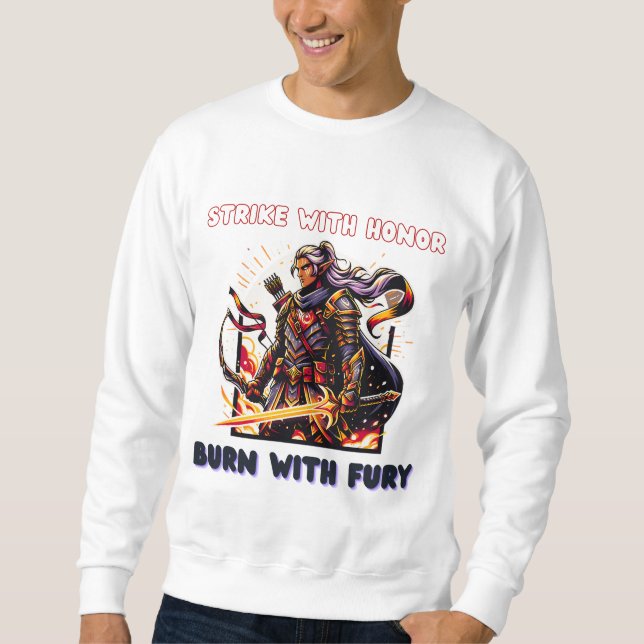 Epic Elven Warrior with Flaming Sword Sweatshirt (Front)