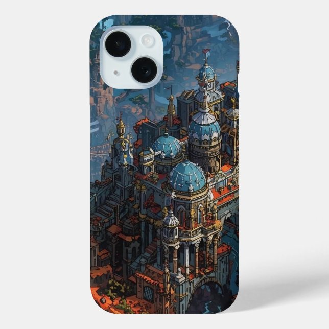“Epic Fantasy Castle Isometric Pixel Anime Art Pri Case-Mate iPhone Case (Back)