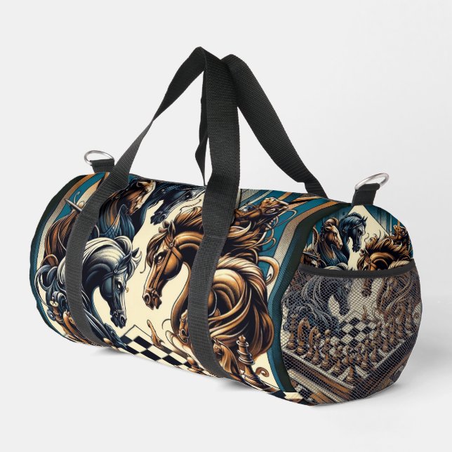 Epic Fantasy Chess with Knight Horses Duffle Bag (Right Corner)