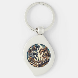 Epic Fantasy Chess with Knight Horses Keychain