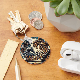Epic Fantasy Chess with Knight Horses Keychain