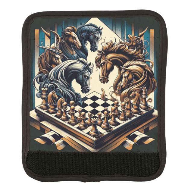 Epic Fantasy Chess with Knight Horses Luggage Handle Wrap (Front)