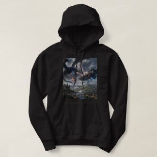 Epic Fantasy Dragon Spaceship Battle Hoodie