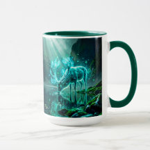 Epic Fantasy Glowing Spirit Stag Mountain Lake