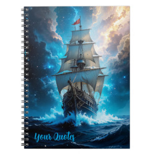 Epic Fantasy Sailing Ship Storm Ocean Notebook