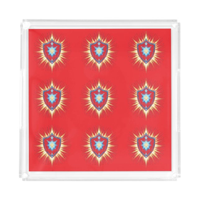 Epic Fantasy Shield with Radiant Energy Burst – Ma Acrylic Tray (Front)