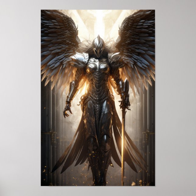 Epic Fantasy Warrior Holding Long Sword Poster (Front)