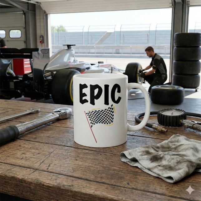 Epic Finish Line Checkered Racing Flag Coffee Mug (Creator Uploaded)
