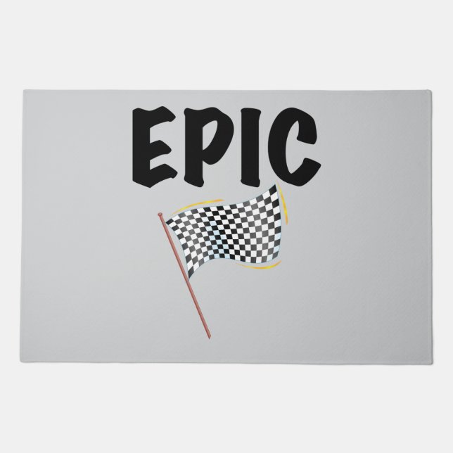 Epic Finish Line Checkered Racing Flag Doormat (Front)