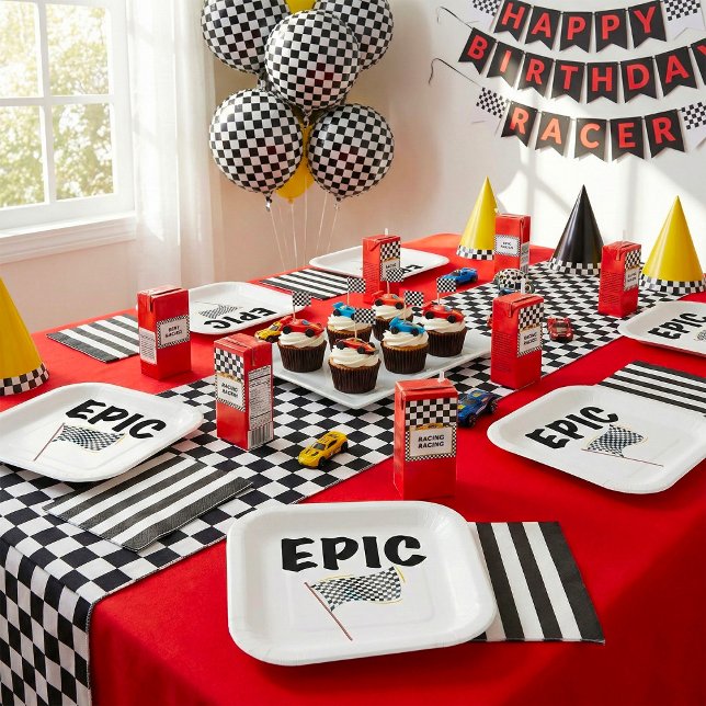 Epic Finish Line Checkered Racing Flag Paper Plates (Creator Uploaded)