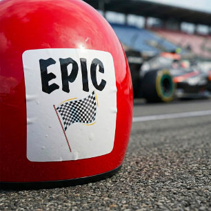 Epic Finish Line Checkered Racing Flag Square Sticker