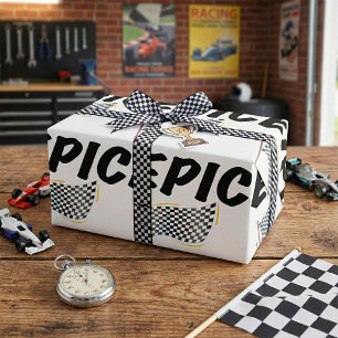 Epic Finish Line Checkered Racing Flag Wrapping Paper