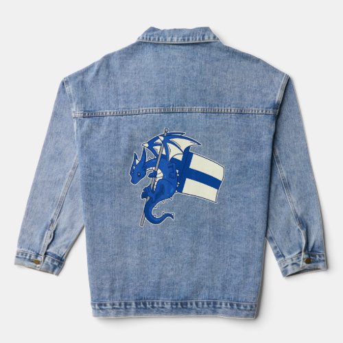 Epic Finnish Dragon  Proud Finland Flag  Denim Jacket