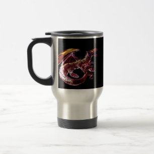 Epic Fire-Born Fantasy Ruby Red Dragon Adventure Travel Mug