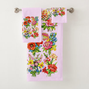 epic floral flower collection print bath towel set