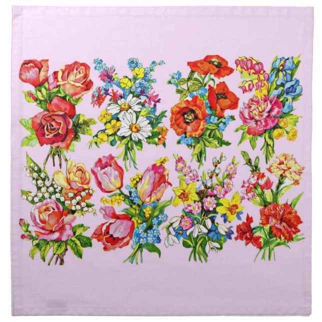 epic floral flower collection print cloth napkin (Front)