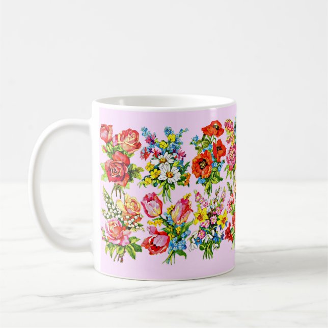 epic floral flower collection print coffee mug (Left)