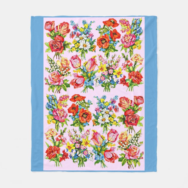 epic floral flower collection print fleece blanket (Front)