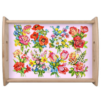 epic floral flower collection print serving tray