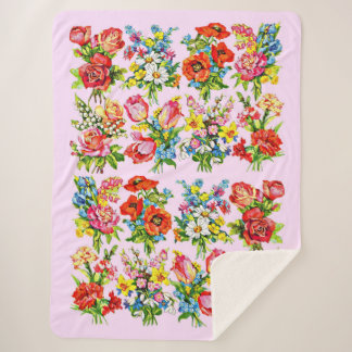 epic floral flower collection print sherpa blanket