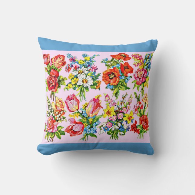 epic floral flower collection print throw pillow (Front)