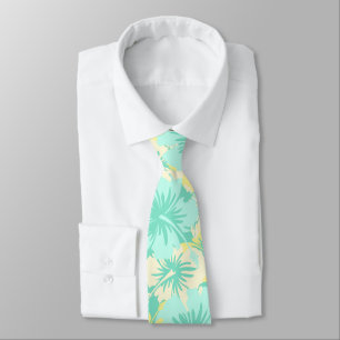 Epic Floral Hibiscus Hawaiian Mint Green Neck Tie