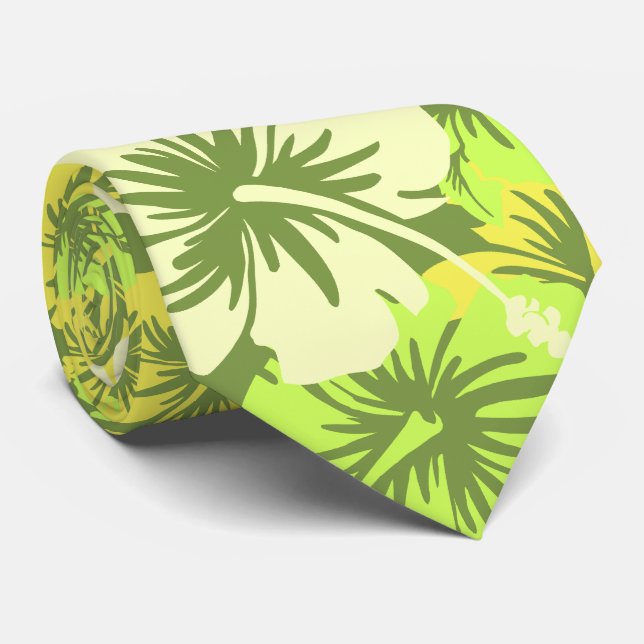 Epic Floral Hibiscus Hawaiian Necktie (Rolled)