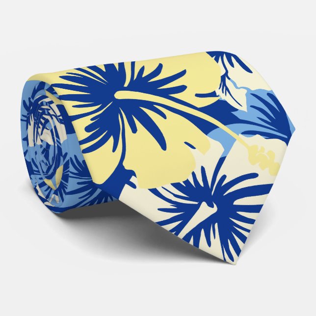 Epic Floral Hibiscus Hawaiian Two-sided Printed Neck Tie (Rolled)