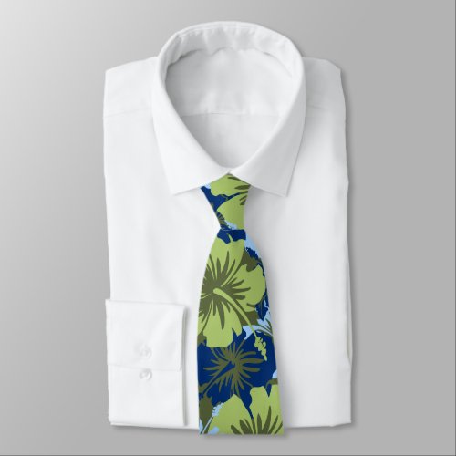 Epic Floral Hibiscus Hawaiian Two_sidedPrinted Neck Tie