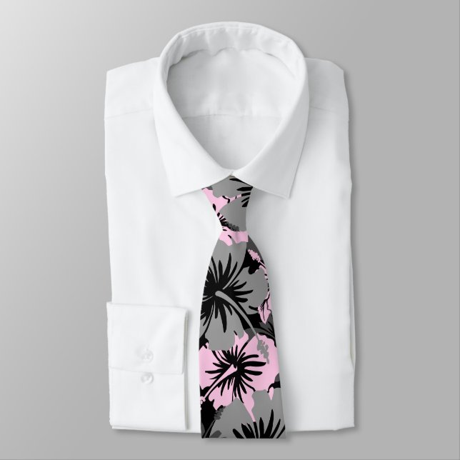 Epic Floral Hibiscus Hawaiian Two-sided Printed Tie (Tied)