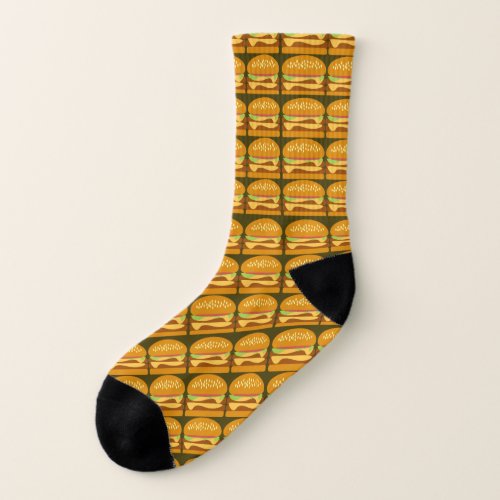 Epic Fun Cheeseburger Cartoon Pattern Design Socks
