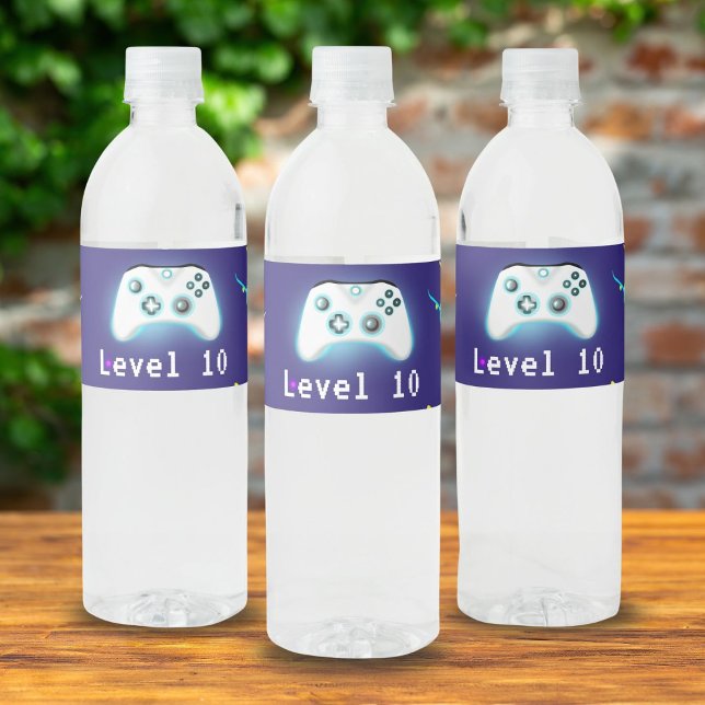 Epic Gamer Happy 10 Birthday Critical Hit! Water Bottle Label (Creator Uploaded)
