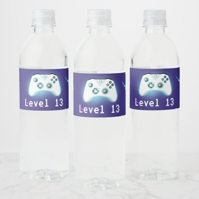 Epic Gamer Happy 13 Birthday Critical Hit! Water Bottle Label (Bottles)