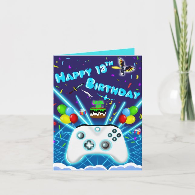 Epic Gamer Happy 13th Birthday Card Critical Hit! (Front)
