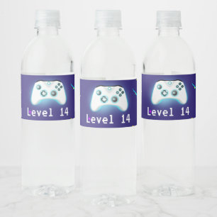 Epic Gamer Happy 14 Birthday Critical Hit! Water Bottle Label