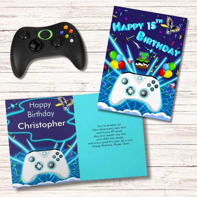 Epic Gamer Happy 15th Birthday Card Critical Hit! (Creator Uploaded)