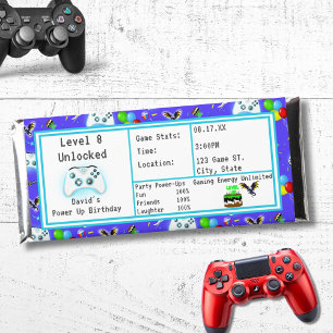 Epic Gamer Happy 8th Birthday Invite Critical Hit! Hershey Bar Favors