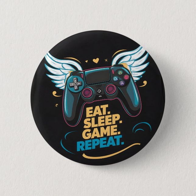 Epic Gaming Gear.  Eat. Sleep. Game. Repeat. Winge Button (Front)